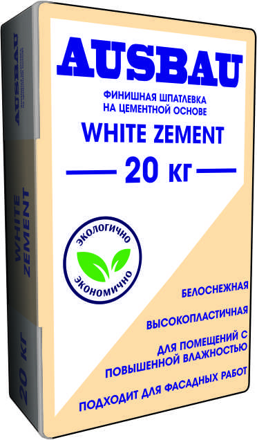 Ausbau White Zement шпатлевка белоснежная цементная 20кг