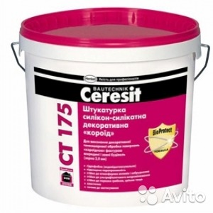 Ceresit CT 175 штукатурка декоративная силикатно-силиконовая короед 2мм, 25кг